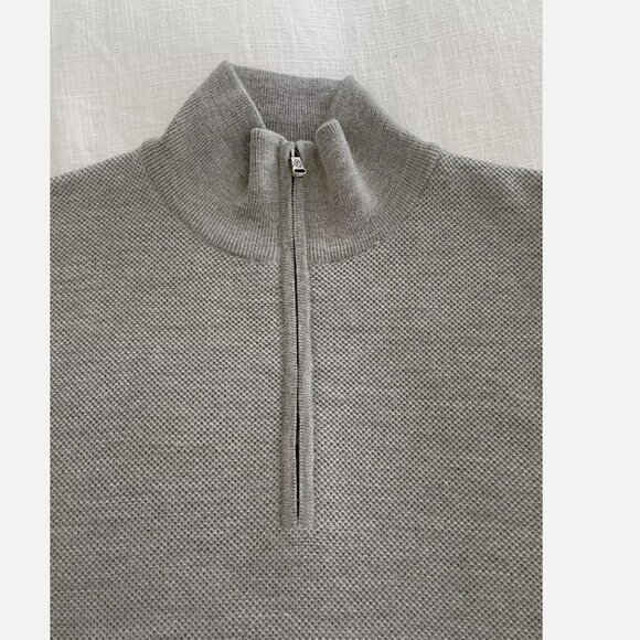 Ralph Lauren Purple Label Piqué Knit Wool Cashmere zip Sweater ITALY Large grey - Picture 7 of 10